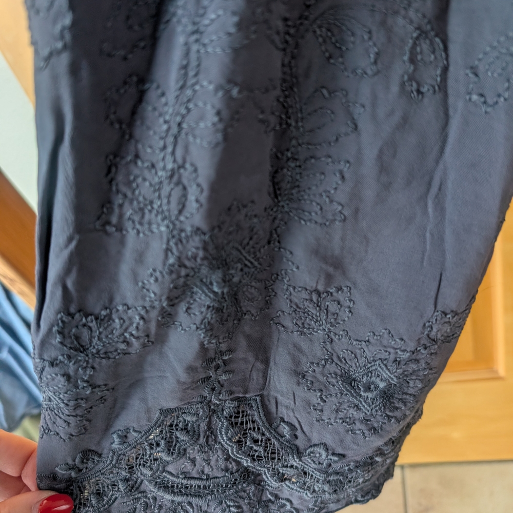 Lovestitch Deep Blue Cold Shoulder Embroidered Top - Picture 5 of 9